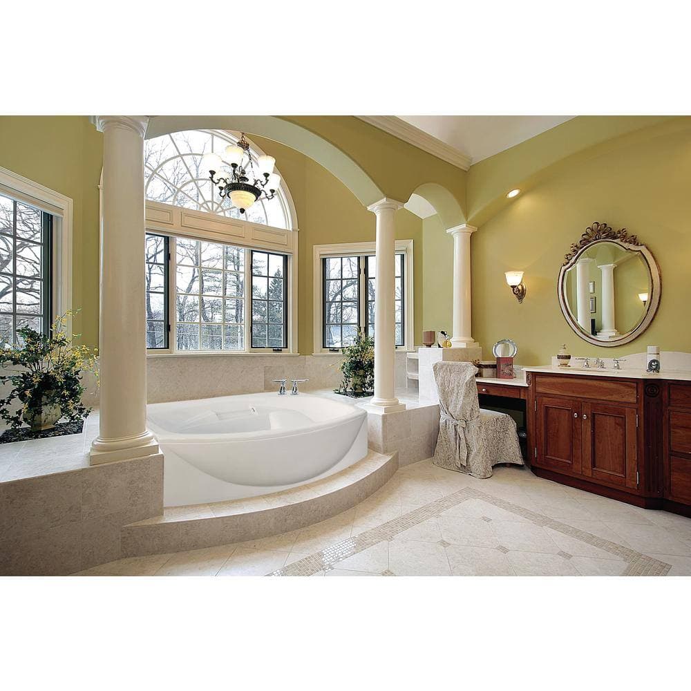 Hydro Systems Jessica 72 in. x 48 in. Acrylic Rectangular Drop-In Air Bathtub with Center Drain in White (2)