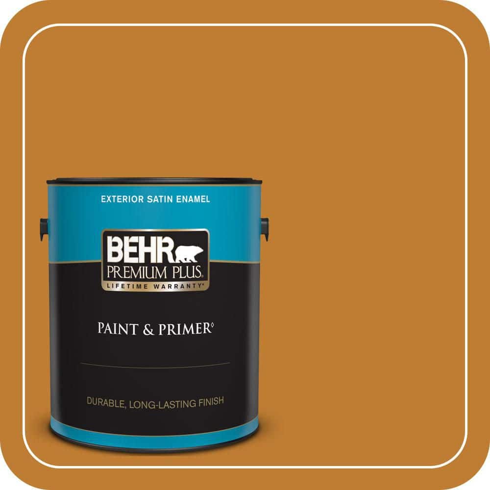 BEHR PREMIUM PLUS 1 gal. #S-H-310 Autumn Fest Satin Enamel Exterior Paint & Primer