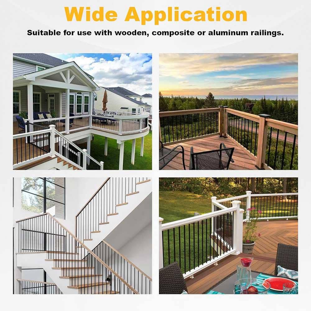 Afoxsos 100 Pack 26 in. Aluminum Deck Balusters 3/4 in. Dia Black Metal Spindles with Connectors Screws (3)