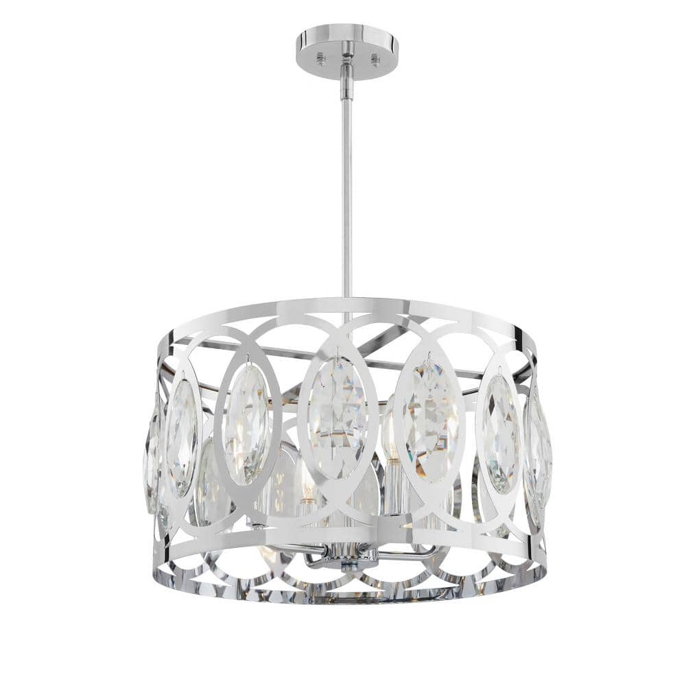 Home Decorators Collection Westchester 4-Light Polished Chrome Round Drum Pendant Light (3)