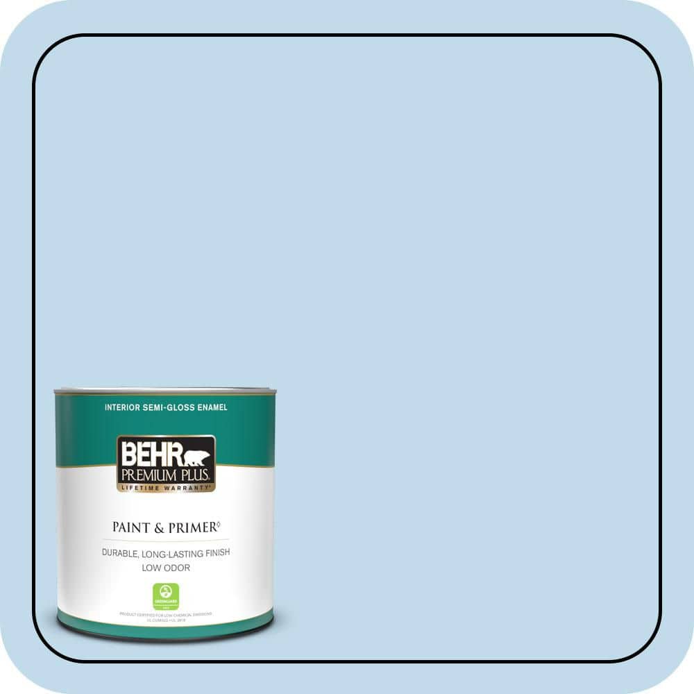 BEHR PREMIUM PLUS 1 qt. #M520-2 After Rain Semi-Gloss Enamel Low Odor Interior Paint & Primer (1)