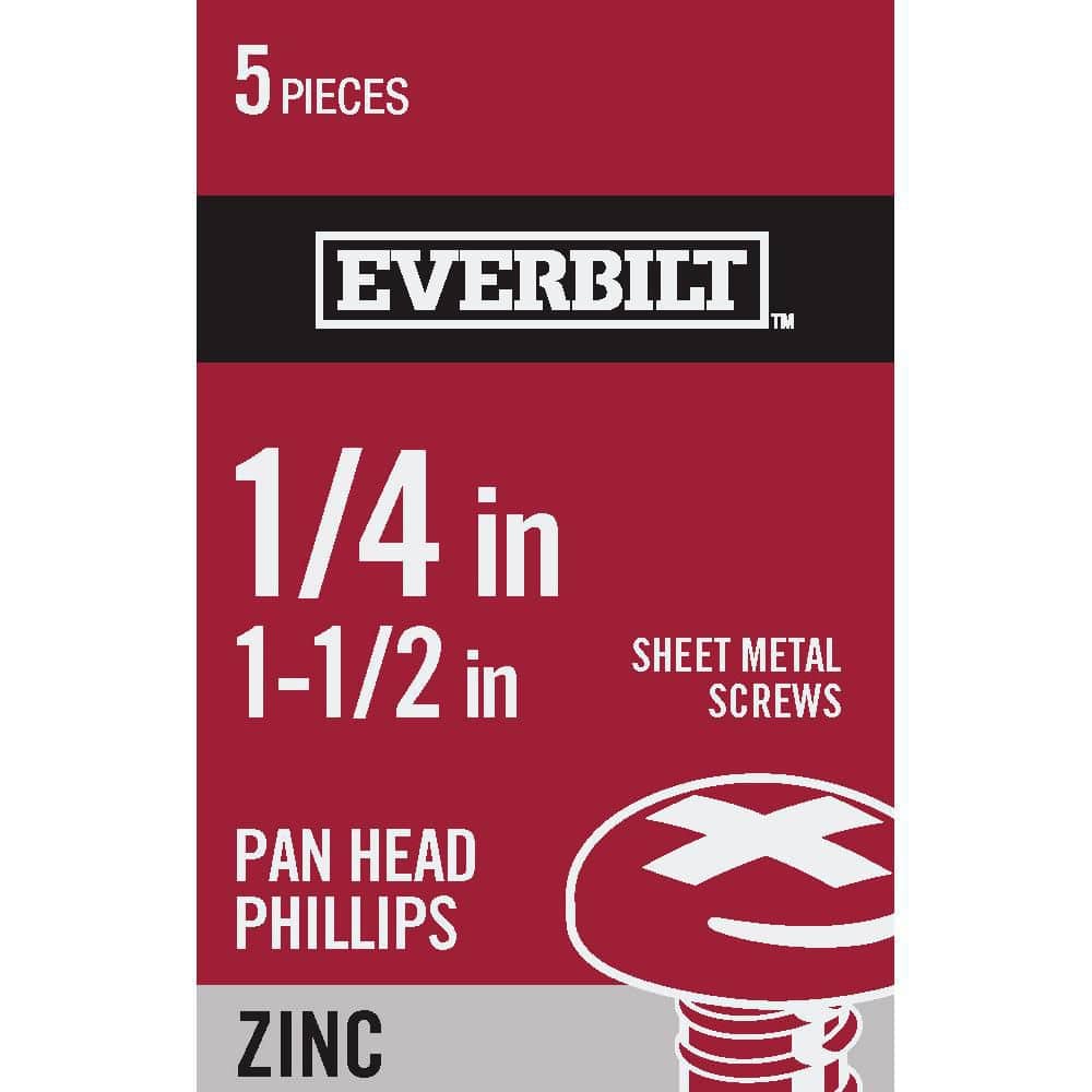 Everbilt #14 x 1-1/2 in. Zinc Plated Phillips Pan Head Sheet Metal Screw (5-Pack) (1)