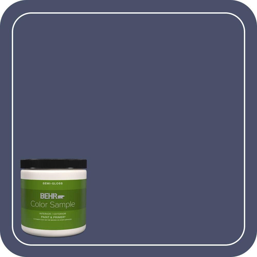 BEHR PREMIUM PLUS 8 oz. #M530-7 Elegant Navy Semi-Gloss Interior/Exterior Paint & Primer Color Sample