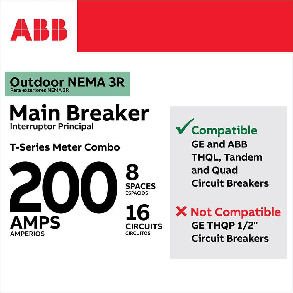 ABB Outdoor 200 Amp 8-Space 16-Circuit Main Brkr Ring Surface Mount Overhead/Undergrnd Mtr Socket Load Center (TSMQ820CSCU) (2)