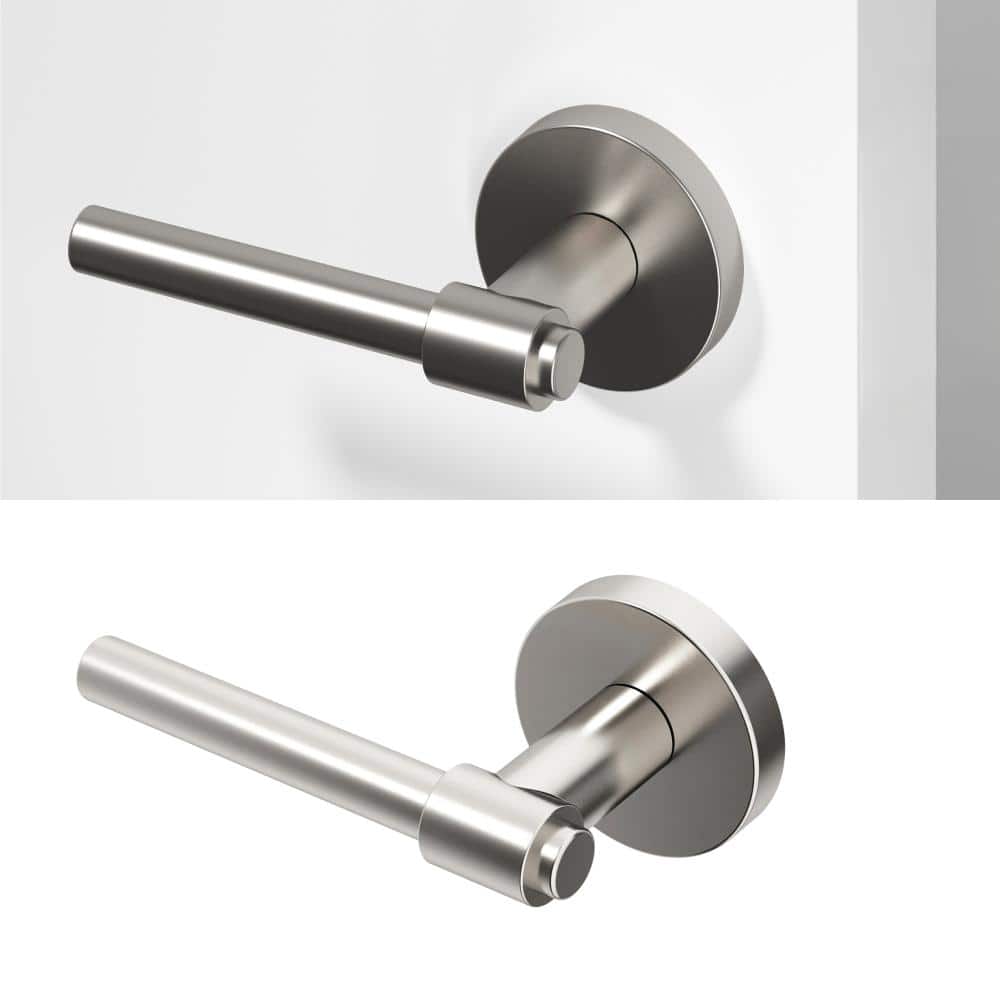 Okun Zen Metal Brushed Nickel Dummy Door Handle with Round Rosette (1)