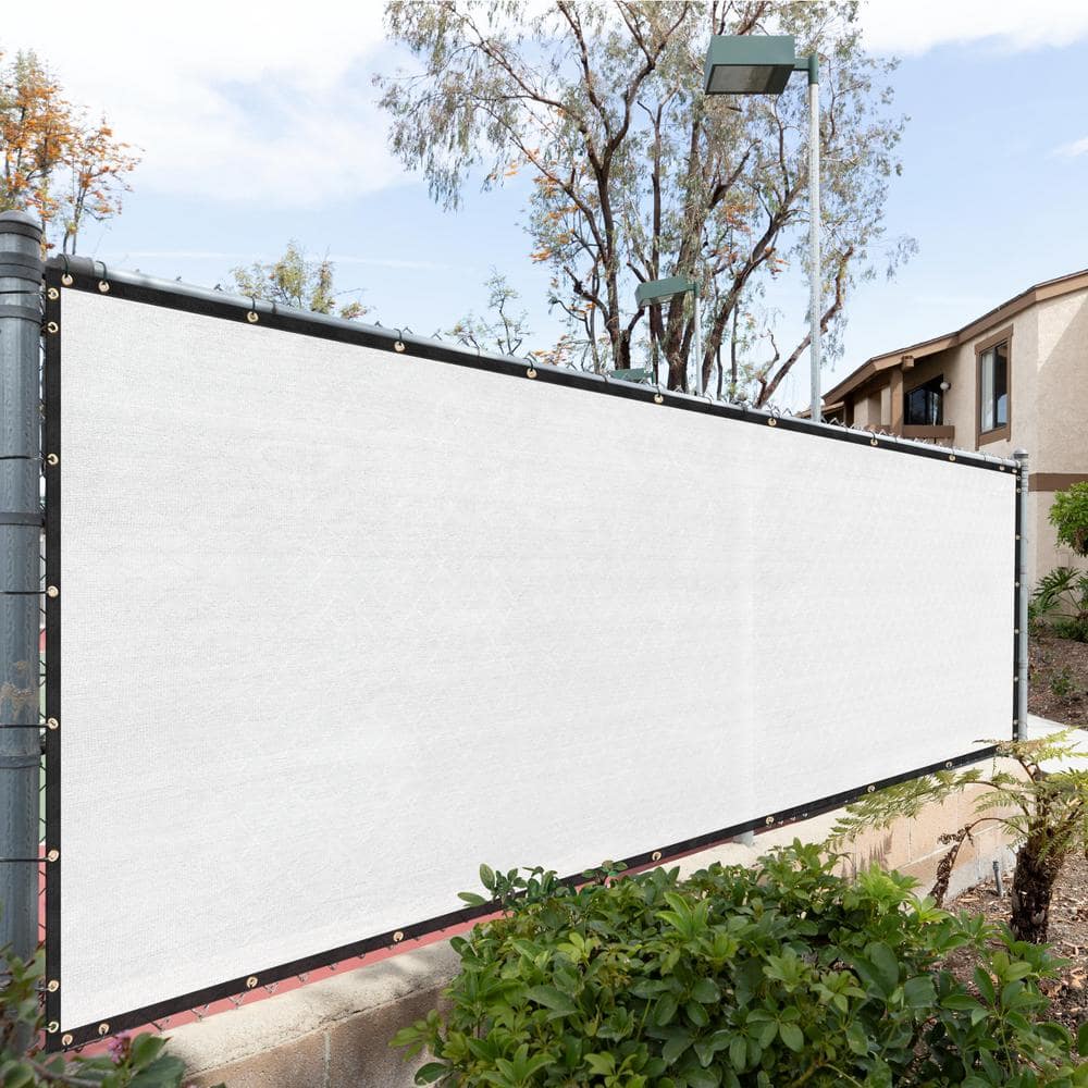 ROYAL SHADE 70 in. x 10 ft. White Mesh Fabric Privacy Fence Screen with Perimeter Stitched Edges and Grommets, Zip Ties Included (2)