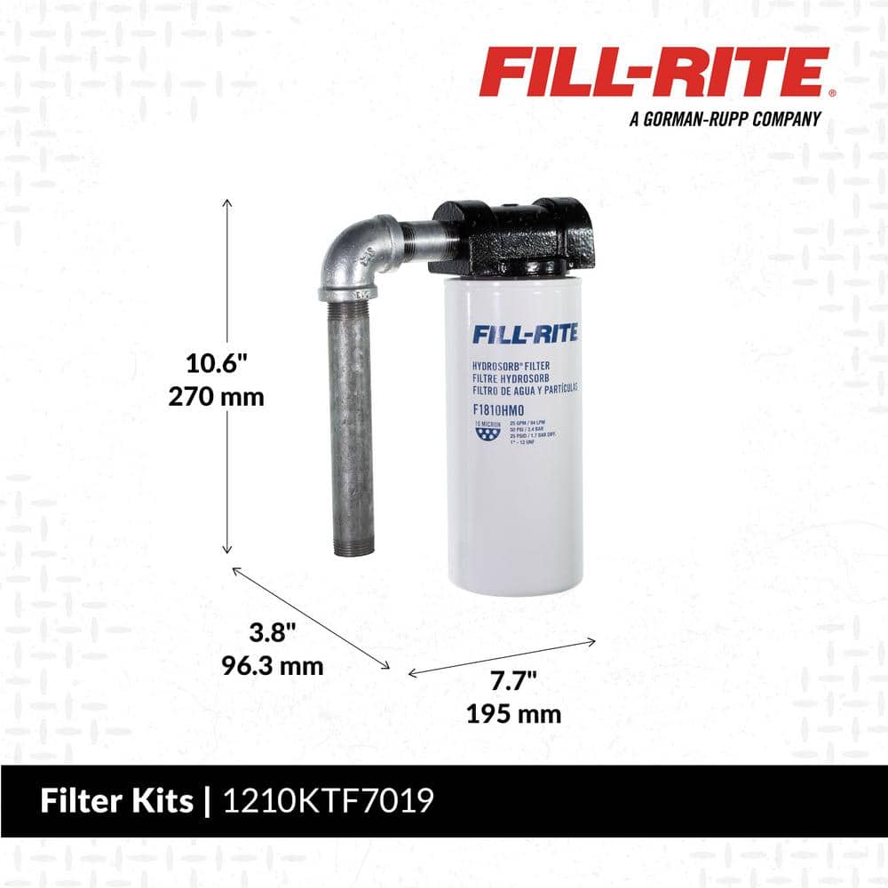FILL-RITE 3/4 in. NPT Inlet and Outlet 18 GPM (68 LPM) Utility Accessory 10 Micron Hydrosorb Fuel Filter with Head Kit (3)