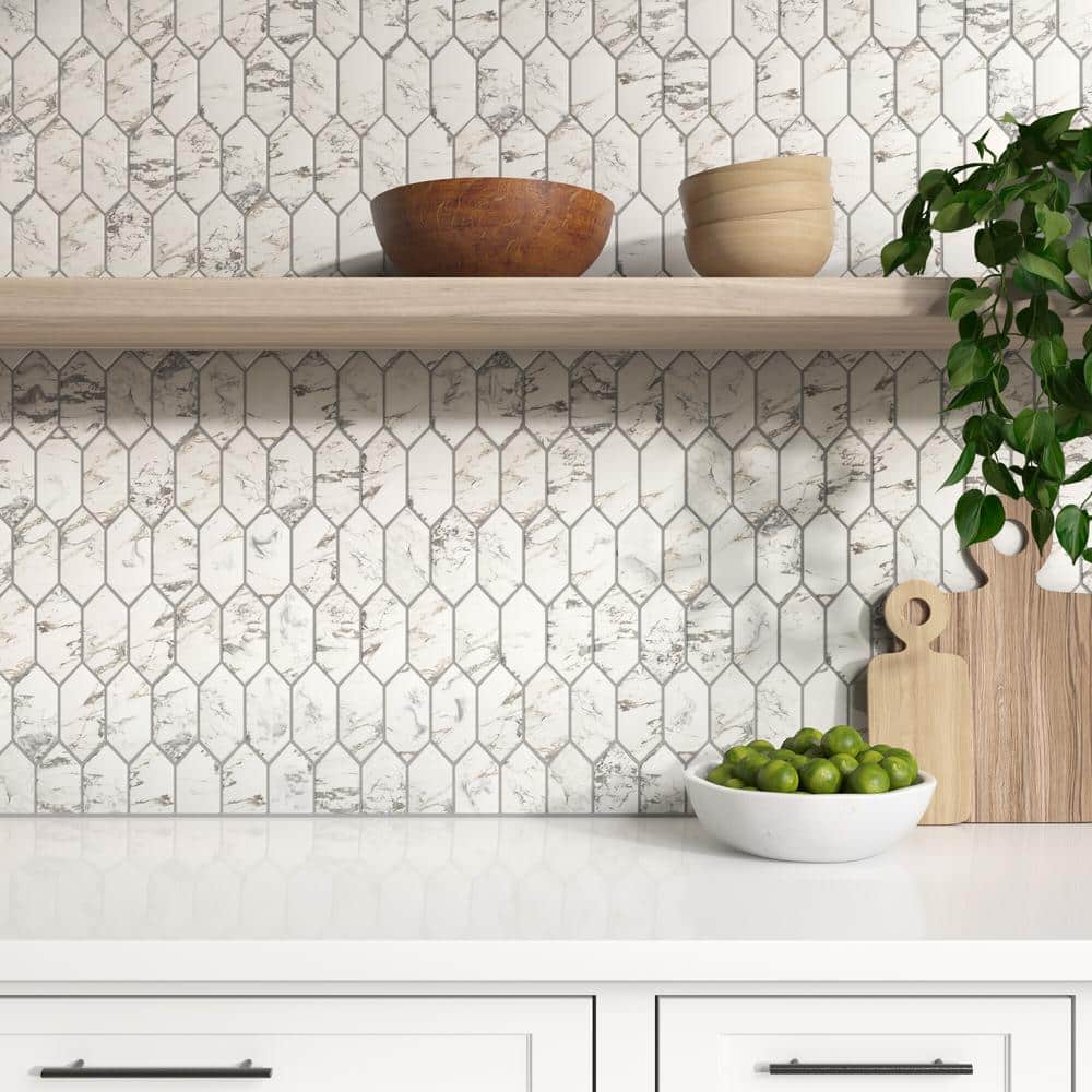Daltile Lamora Marble Glacier 11 in. x 12 in. Glazed Ceramic Picket Mosaic Tile (0.73 sq. ft./each) (3)