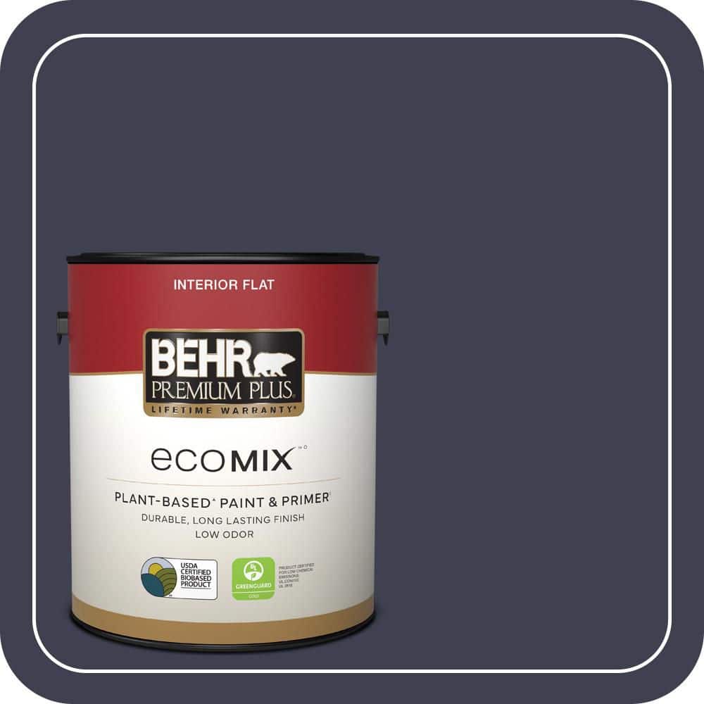 BEHR PREMIUM PLUS 1 gal. Home Decorators Collection #HDC-WR16-03 Blueberry Tart Flat EcoMix Plant-Based Interior Paint & Primer (1)