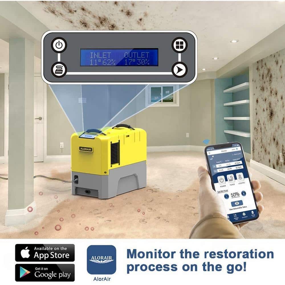 ALORAIR 180 pt. 2,300 sq. ft. Bucketless Commercial Dehumidifier in Yellow with Wifi-Enabled Mobile Application Control and Pump (2)