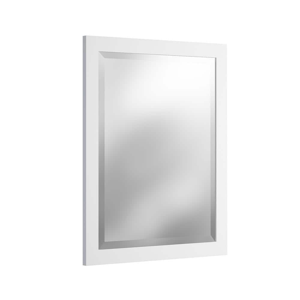 Alaterre Furniture Bennet 2-Pieces- Wooden Bathroom Vanity Set 60 in. L Bathroom Vanity Storage 24 in. L Mirror, White (3)
