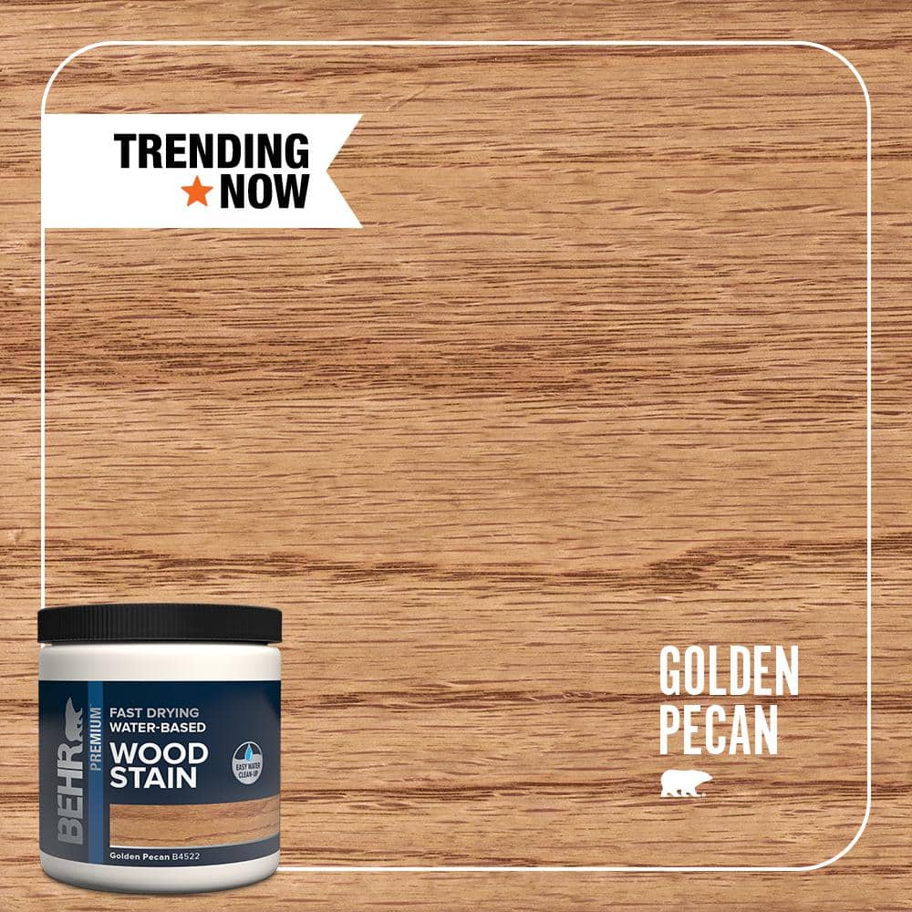 BEHR PREMIUM 8 oz. #TIS-522 Golden Pecan Transparent Water-Based Fast Drying Interior Wood Stain
