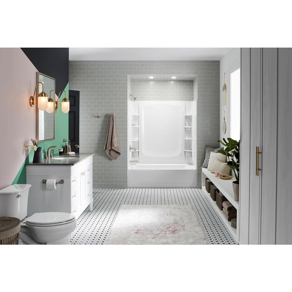 Sterling STORE+ 30 in. W x 59.25 in. H Three Piece Direct-to-Stud Tub Alcove Wall Surround in White (2)