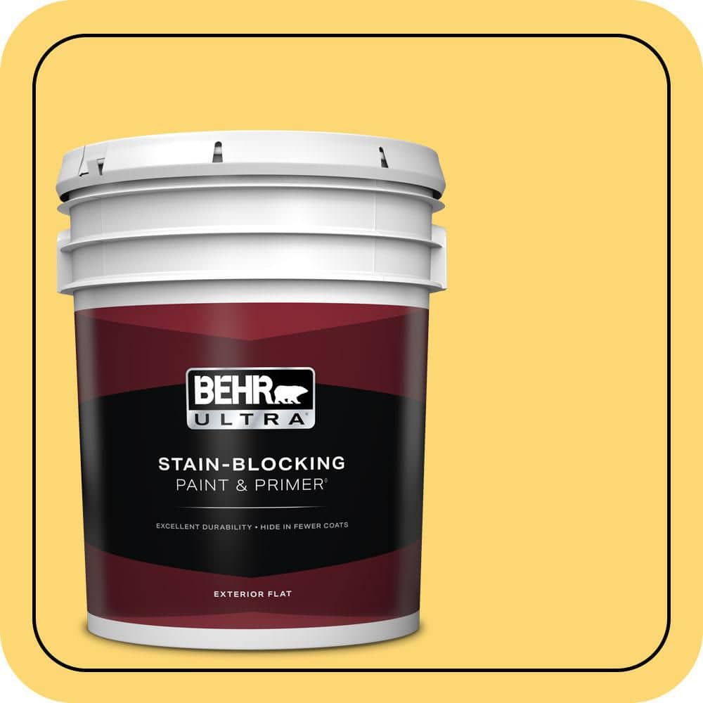 BEHR ULTRA 5 gal. #PPU6-13 Hawaiian Pineapple Flat Exterior Paint & Primer