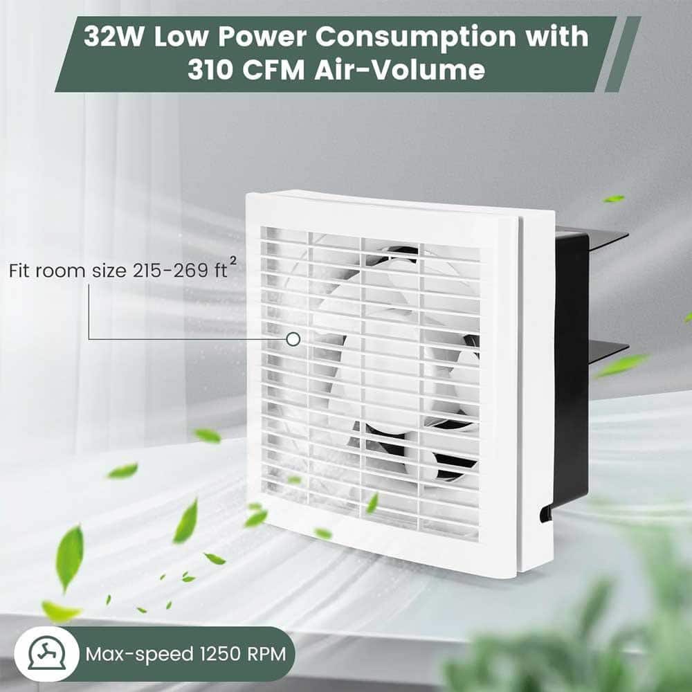 KIWDZFU 310CFM Plastic Electric Powered 8 in. Shutter Exhaust Fan, Window/Wall Mount Ventilation Fan for Greenhouse, Attic (2)