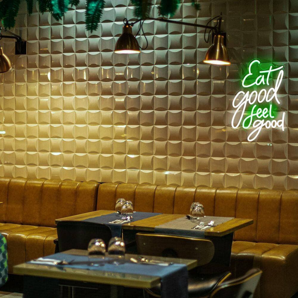 Afoxsos Green White LED Neon Light Sign Dimmable Neon Wall Decor for Restaurant Kitchen Snack Shop Party Health Quote (2)