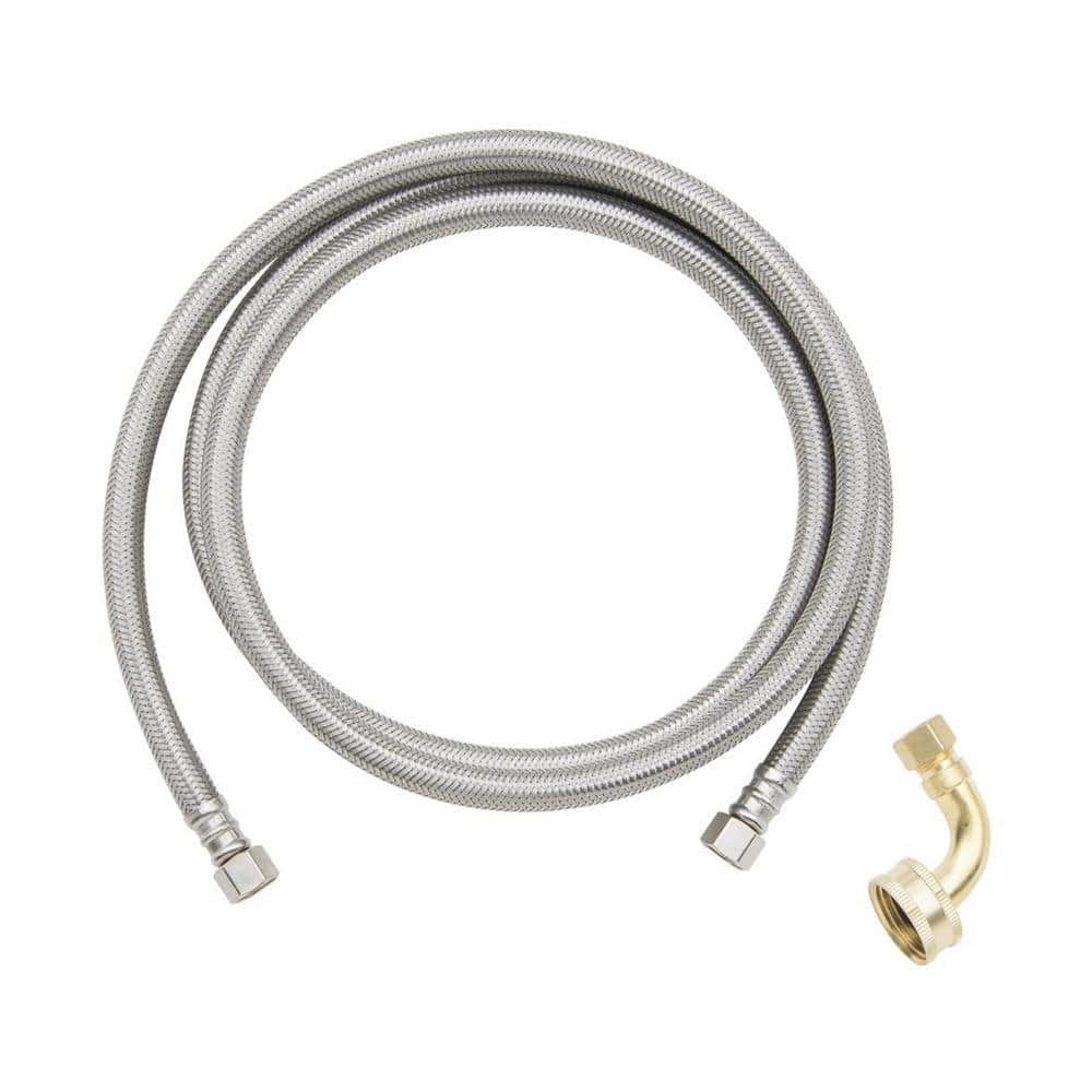 Plumbshop 3/8 in. Comp. x 3/8 in. Comp. with 3/4 in. Garden Hose Elbow x 72 in. Braided Stainless Steel Dishwasher Connector