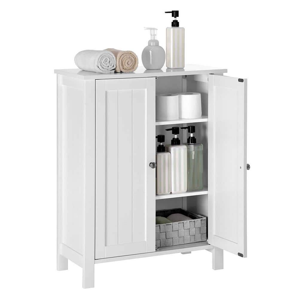 Hooseng 23.6 in. W Free Standing Linen Cabinet Bathroom Floor Cabinet with Adjustable Shelf in White (2)