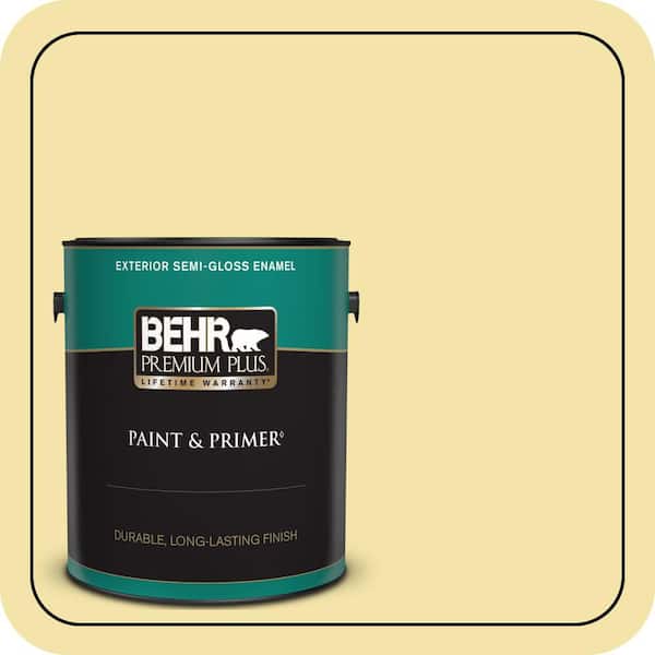 BEHR PREMIUM PLUS 1 gal. #P320-3 Lily Bulb Semi-Gloss Enamel Exterior Paint & Primer (2)