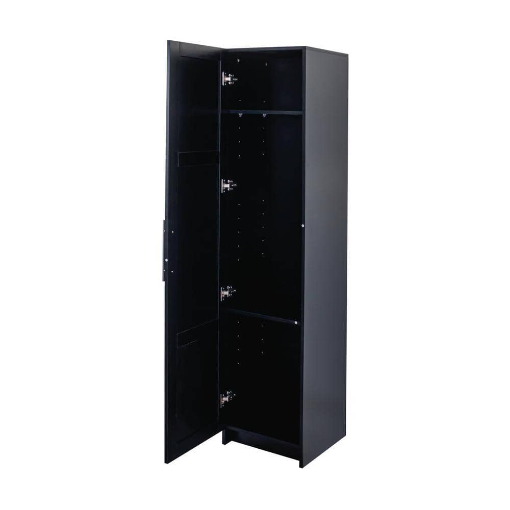COWLOWN 15.75 in. W x 15.75 in. D x 70.87 in. H Black Linen Cabinet with Adjustable Shelves (3)
