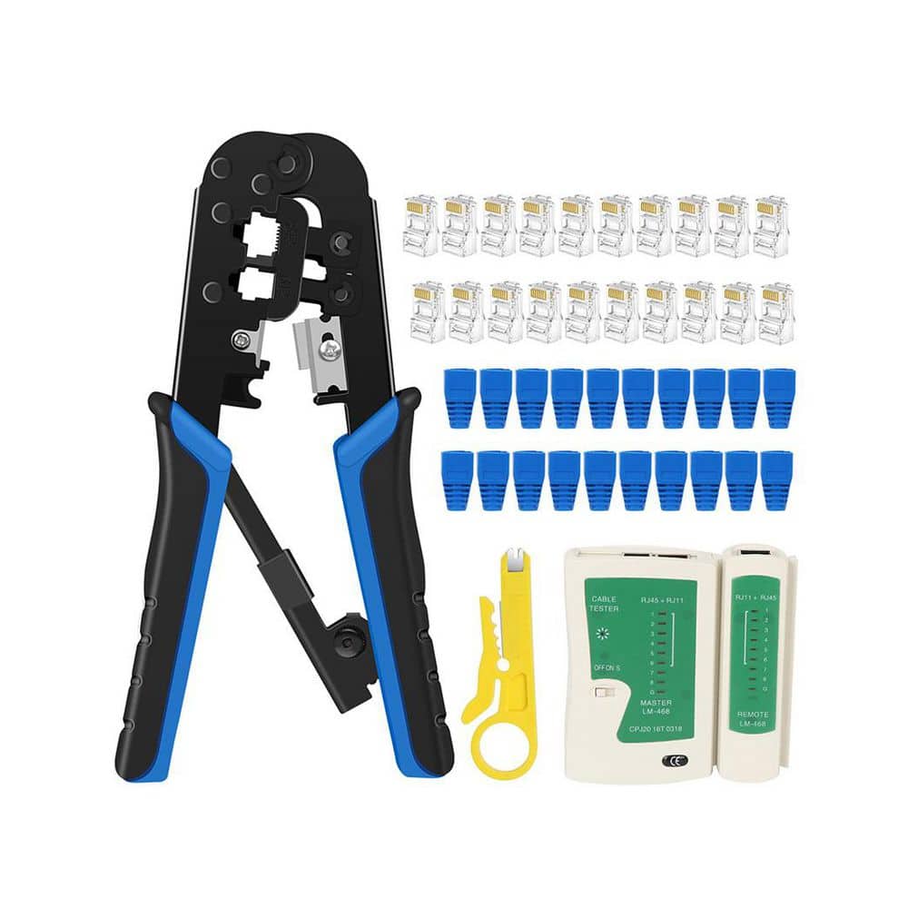 Unbranded RJ45 Crimping Tool Kit Ethernet Crimper Set with 20PCS Cat5 Connectors, Covers, Cable Tester and Wire Stripper