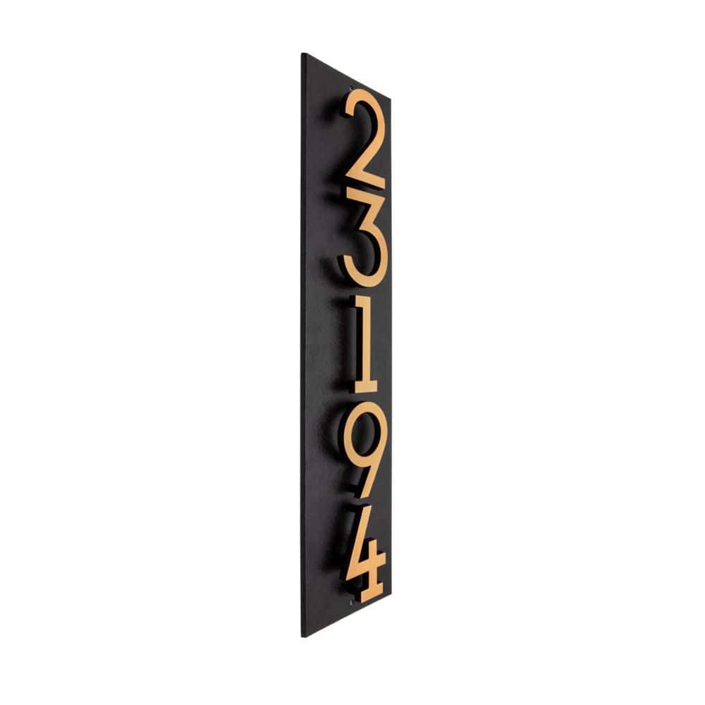 Whitehall Products Floating 5-Number Vertical Sign Black with Black / Gold Modern Font Numbers