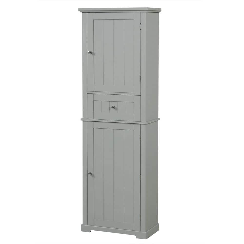 22 in. W x 11 in. D x 68 in. H Gray Freestanding Linen Cabinet,Tall Bathroom Storage Cabinet with Drawers (3)