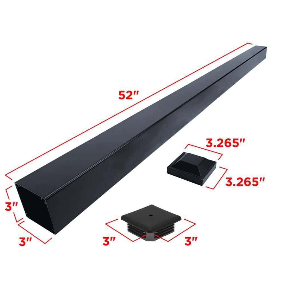 Aria Railing 52 in. x 3 in. Black Aluminum Fascia Post Kit (3)