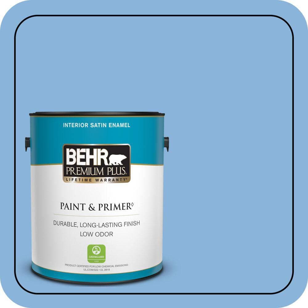 BEHR PREMIUM PLUS 1 gal. #570B-4 Bayou Satin Enamel Low Odor Interior Paint & Primer
