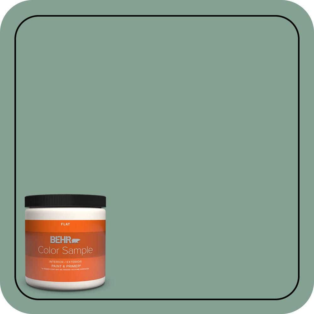 BEHR PREMIUM PLUS #S420-4 Australian Jade Flat Interior/Exterior Paint & Primer Color Sample (1)