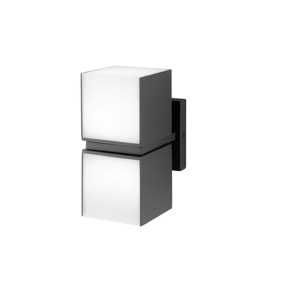 Home Decorators Collection Keating 8.39 in. 2-Light Dark Gray Hardwired LED Outdoor Wall Light Lantern Sconce with Integrated LED Bulb (3)