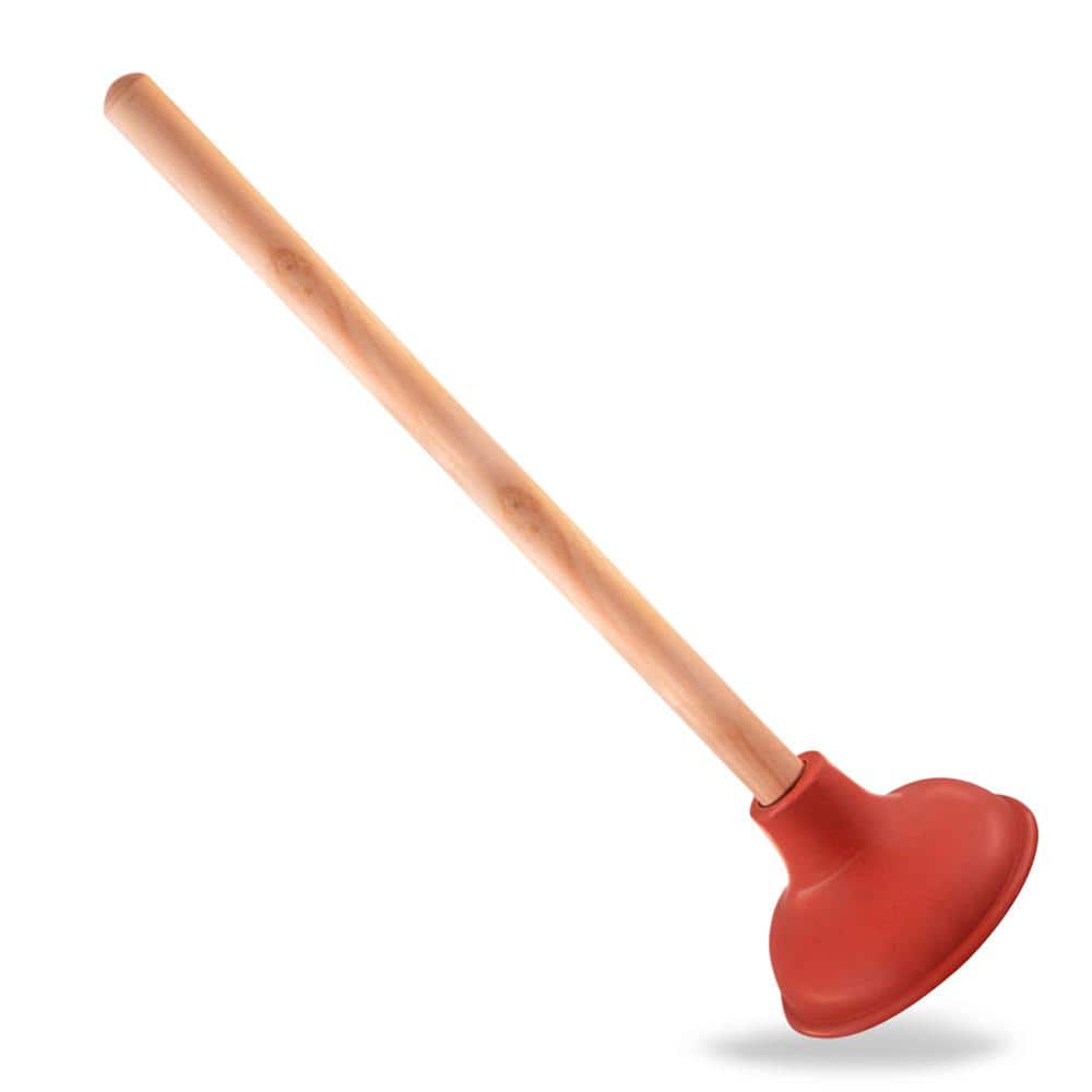 PLUMBFLEX Force Cup Rubber Plunger, with 18 in. Wooden Handle to Fix Clogged Sinks/Basins/Tubs
