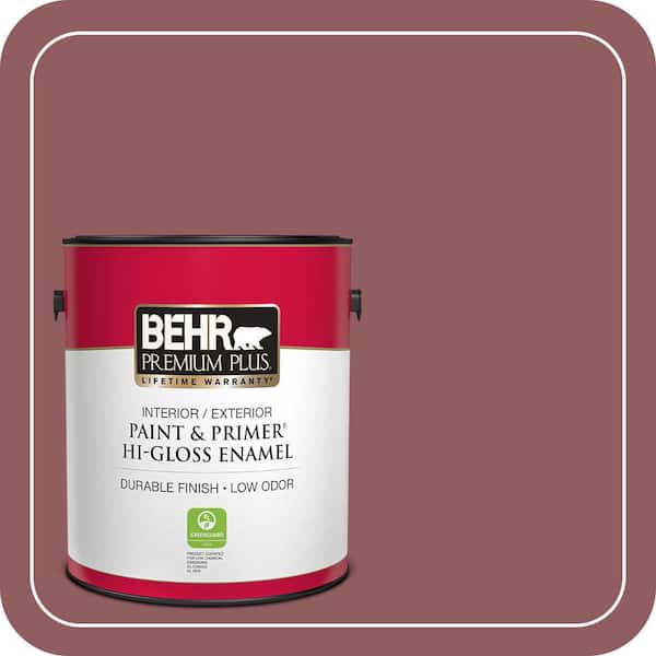 BEHR PREMIUM PLUS 1 gal. #S130-6 Spiced Potpourri Hi-Gloss Enamel Interior/Exterior Paint & Primer (2)