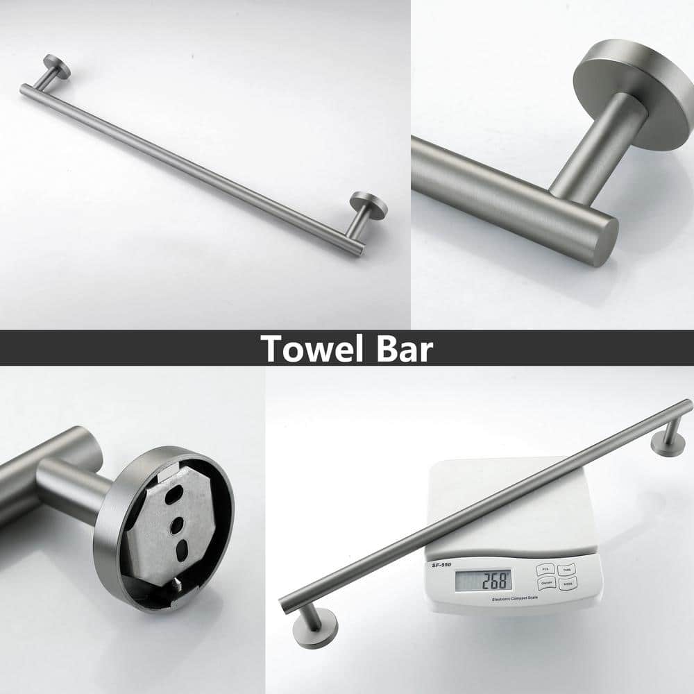ruiling 30 in. Wall Mounted Towel Bar in Stainless Steel Brushed Nickel-2 Pack (3)