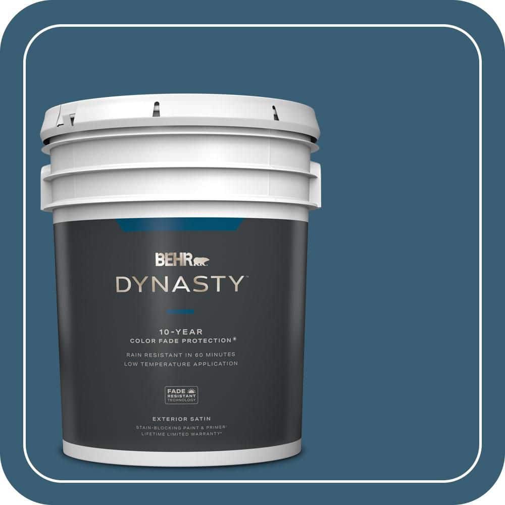 BEHR DYNASTY 5 gal. #S490-7 Superior Blue Satin Enamel Exterior Stain-Blocking Paint & Primer