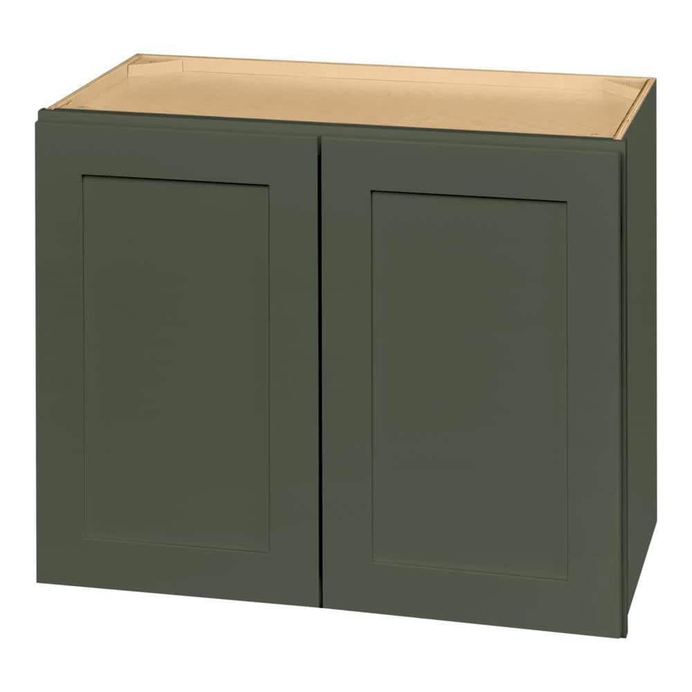 Hampton Bay Avondale 30 in. W x 15 in. D x 24 in. H Ready to Assemble Plywood Shaker Wall Bridge Kitchen Cabinet in Fern Green