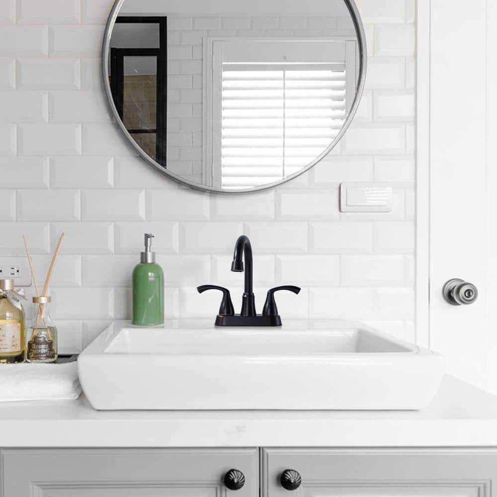 ALEASHA 4 in. Centerset Double Handle High Arc Bathroom Faucet in Oil Rubbed Bronze (3)