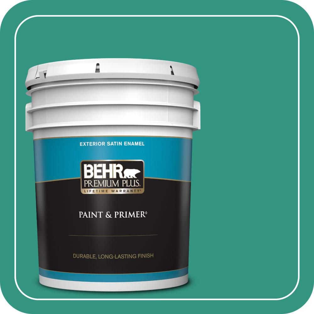 BEHR PREMIUM PLUS 5 gal. #P440-6 Esmeralda Satin Enamel Exterior Paint & Primer
