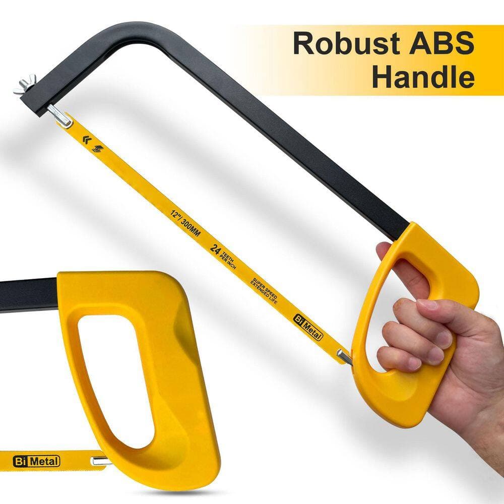 Unbranded 12in. High-Tension Hacksaw Frame with 24 TPI Bi-metal Blade for Metal Wood PVC Carpentry Cutting Applications (3)