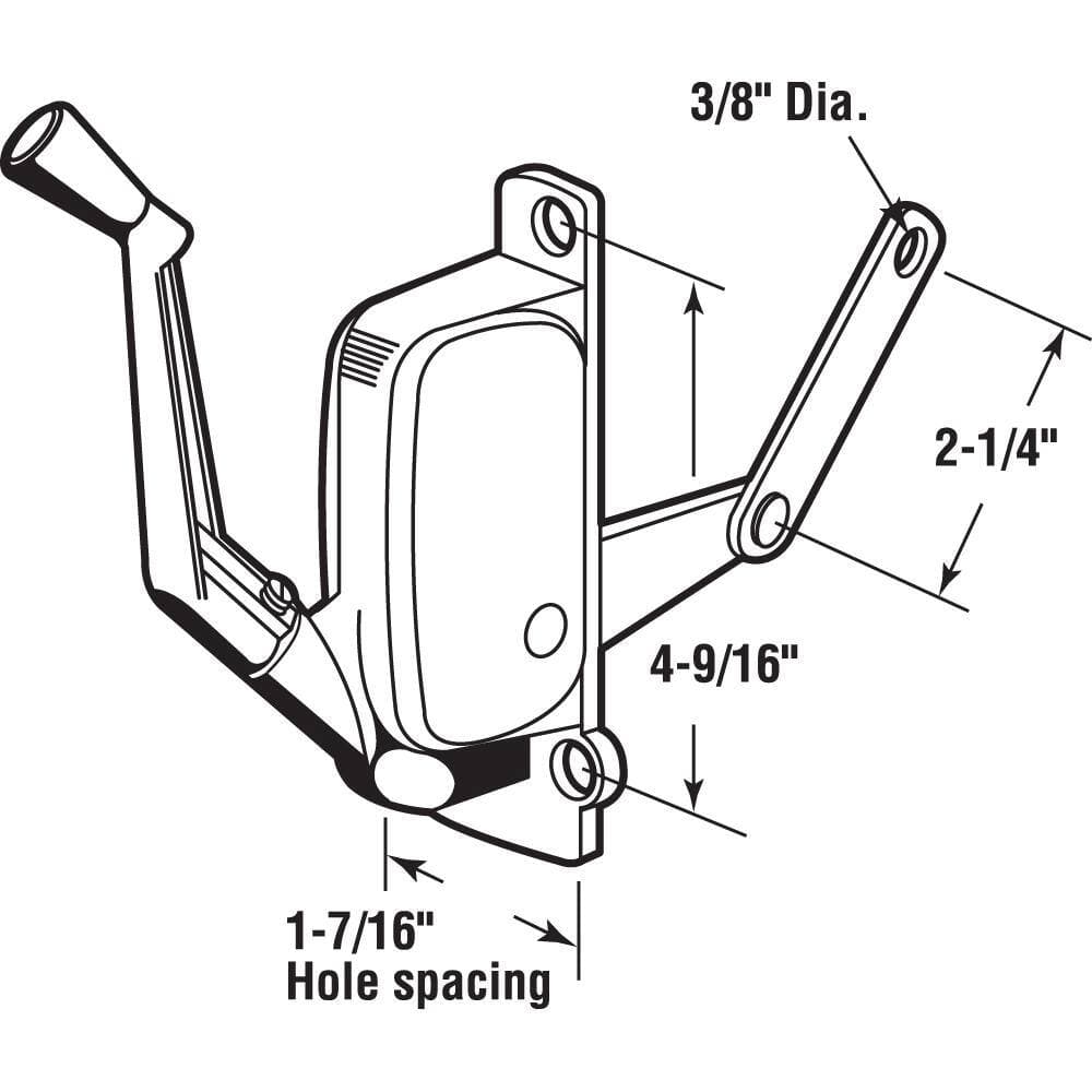 Prime-Line 9 in., Aluminum, Diecast, Right Hand Window Casement Window Operator (1 Pack) (2)