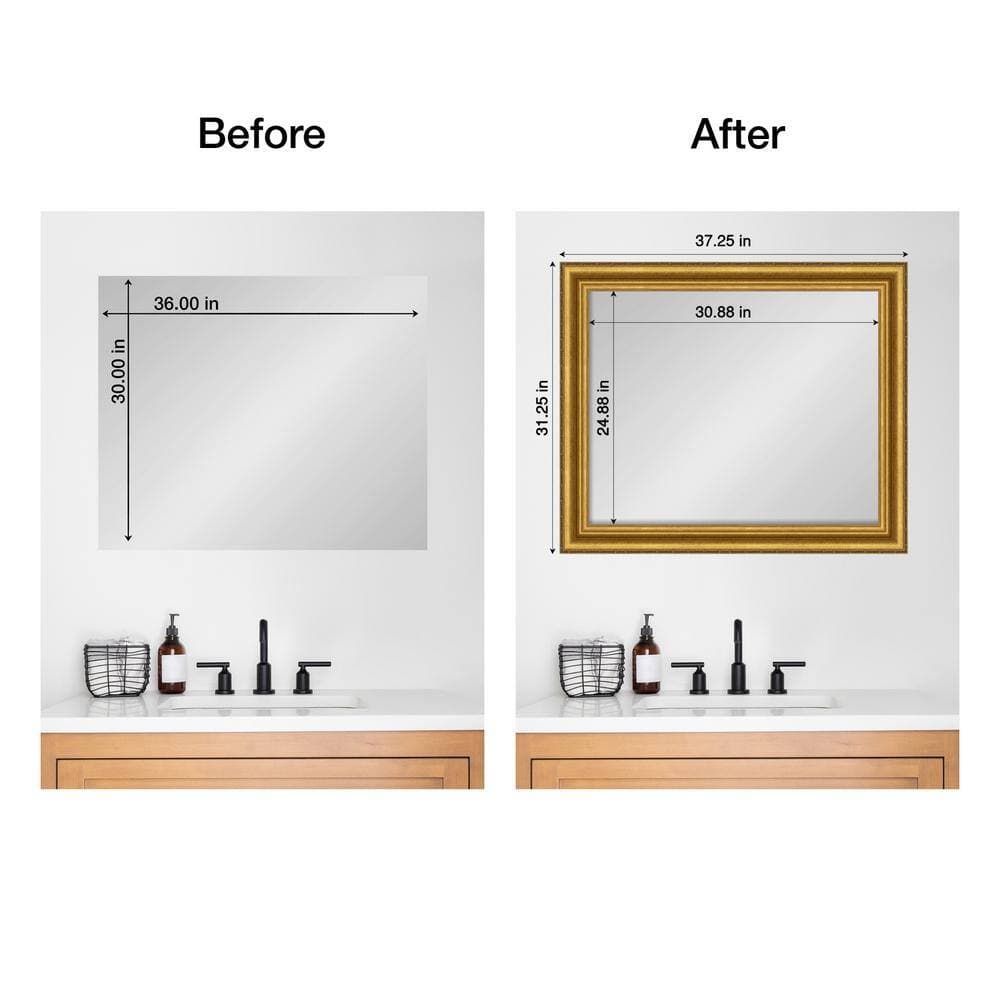 Amanti Art Mirror Makeover Parlor Gold 31.25 in. W x 37.25 in. H Bathroom Mirror Frame Border Kit-Fits a 30 x 36 mirror (2)