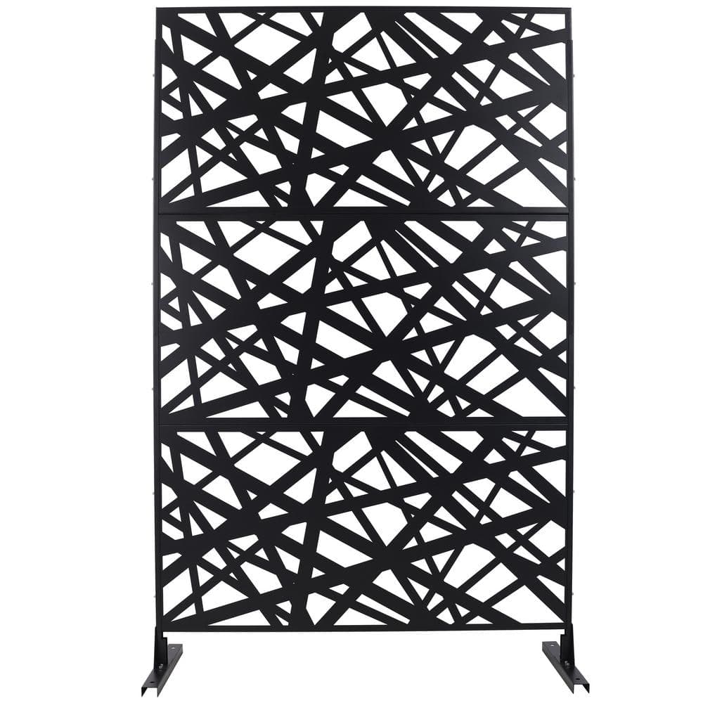 Boosicavelly 48" W x 76" H Black Steel Freestanding Privacy Fence Screen for Outside Lawn Garden (1)