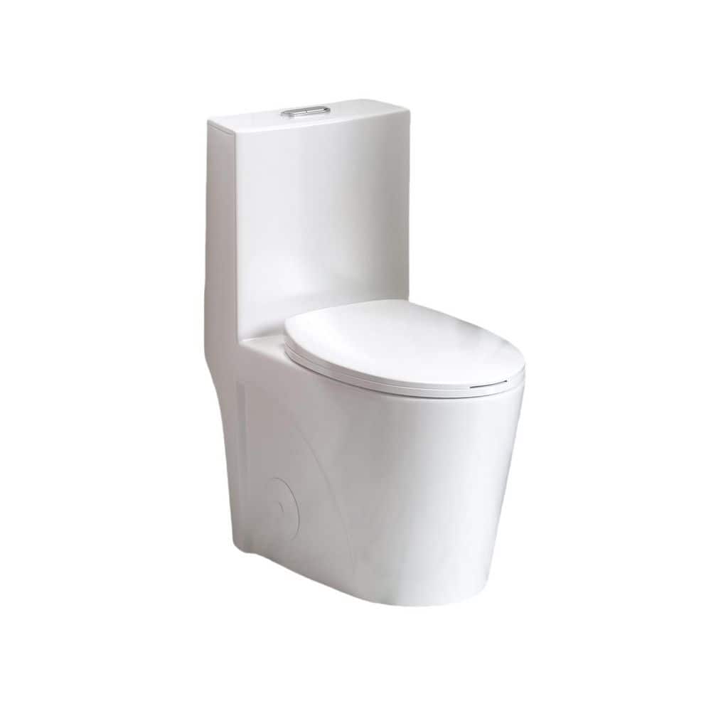 Noble House Lucan 12 in. Rough One-Piece 1.1/1.6 GPF Dual Flush Elongated Bowl Toilet in White Seat Included