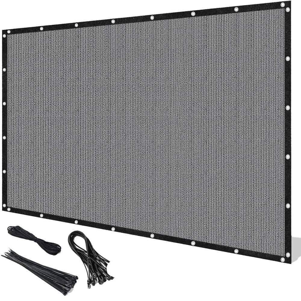 Cubilan 6 ft. x 17 ft. Polymer Garden Dark Gray Custom Outdoor Mesh Screen for Backyard, Balcony, Patio with Zipper (1)