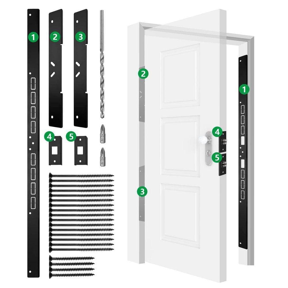 Angel Sar 46" Heavy Duty Door Reinforcement Set, Door Frame Included 9/64" Long Drill Bit & Door Seal for Jamb Frame & Hinges (1)