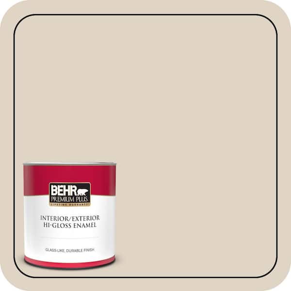 BEHR PREMIUM PLUS 1 qt. #PWN-42 Parisian Taupe Hi-Gloss Enamel Interior/Exterior Paint & Primer (2)