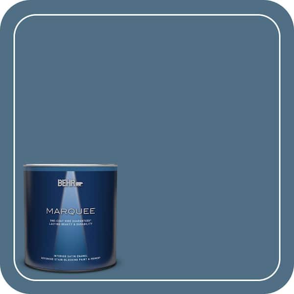 BEHR MARQUEE 1 qt. #S500-6 Shipyard One-Coat Hide Satin Enamel Interior Paint & Primer (2)