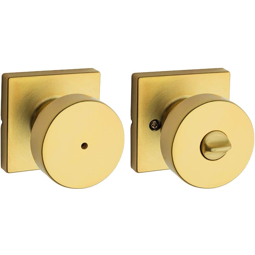 Kwikset Pismo Satin Brass Bed/Bath Square Door Knob