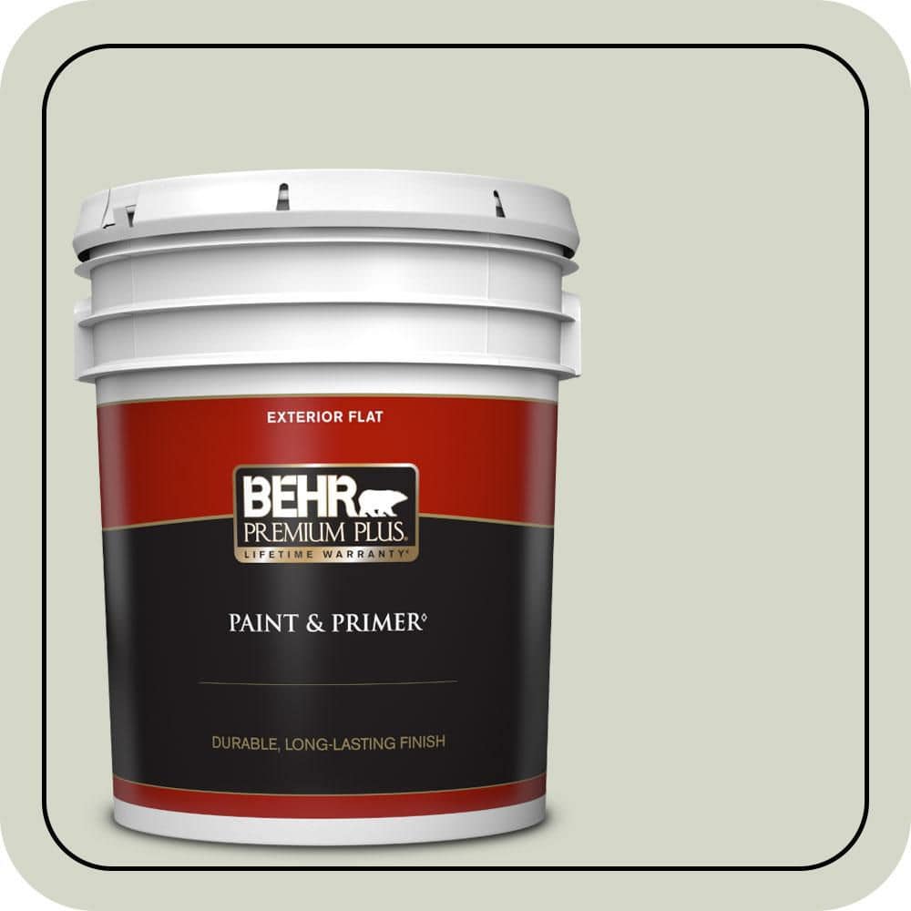 BEHR PREMIUM PLUS 5 gal. #QE-33 Natural Spring Flat Exterior Paint & Primer