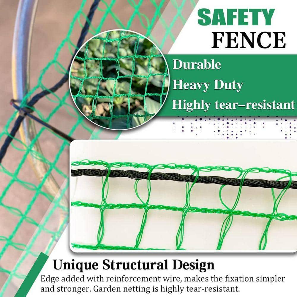 KIWDZFU Temporary Fence Plastic Mesh 4 ft. x 30 ft. Garden Bird Netting Safety Fence Snow Fence for Construction Green (2)